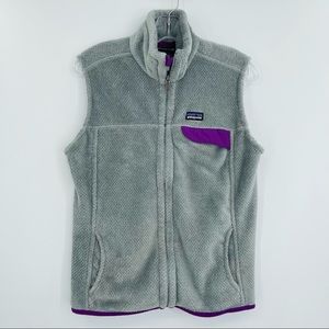 Patagonia retool vest full zip gray purple women's size Large